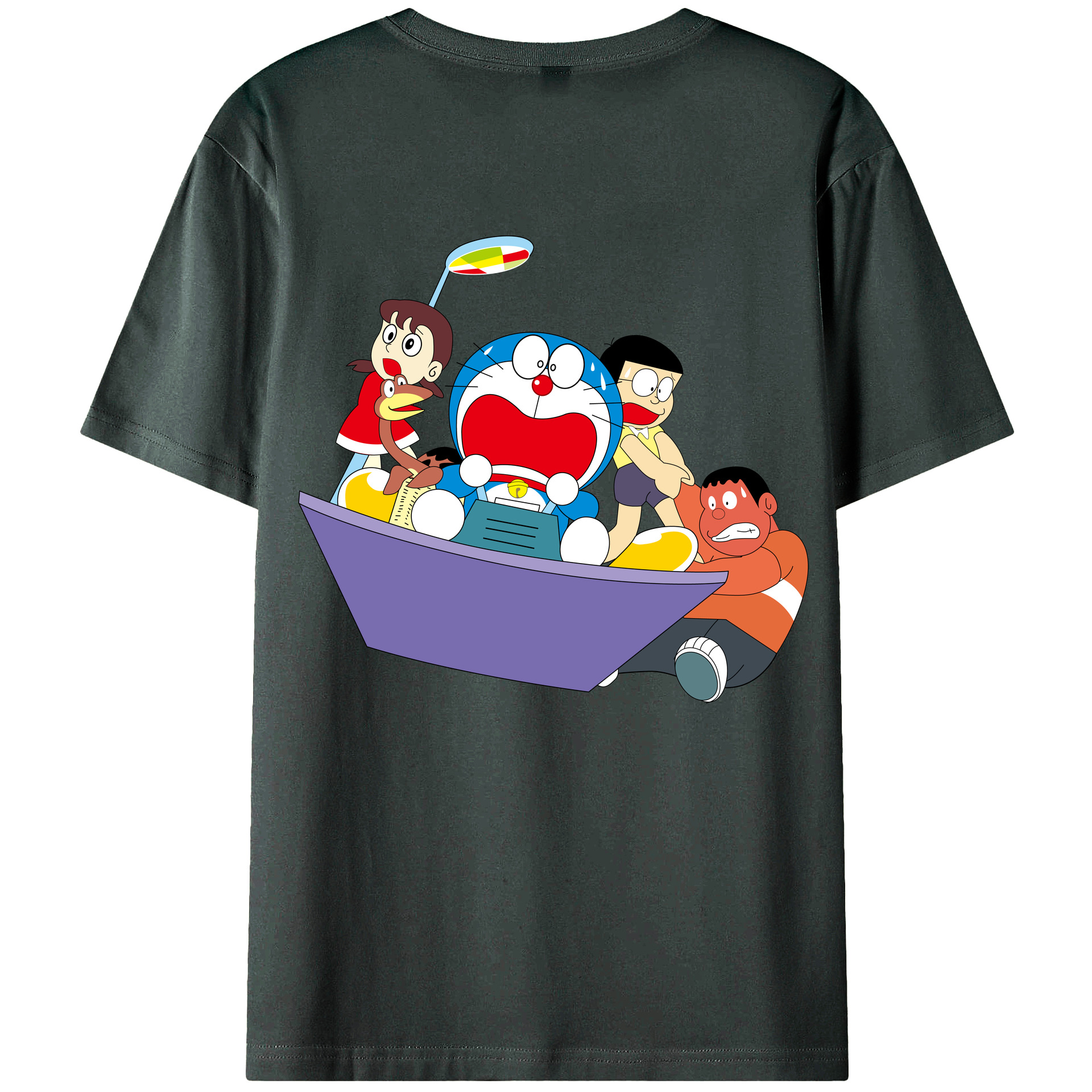 （画像用） ドラえもん Doraemon 綿100％ メンズ半袖Tシャツ（バックプリント） 通気性
